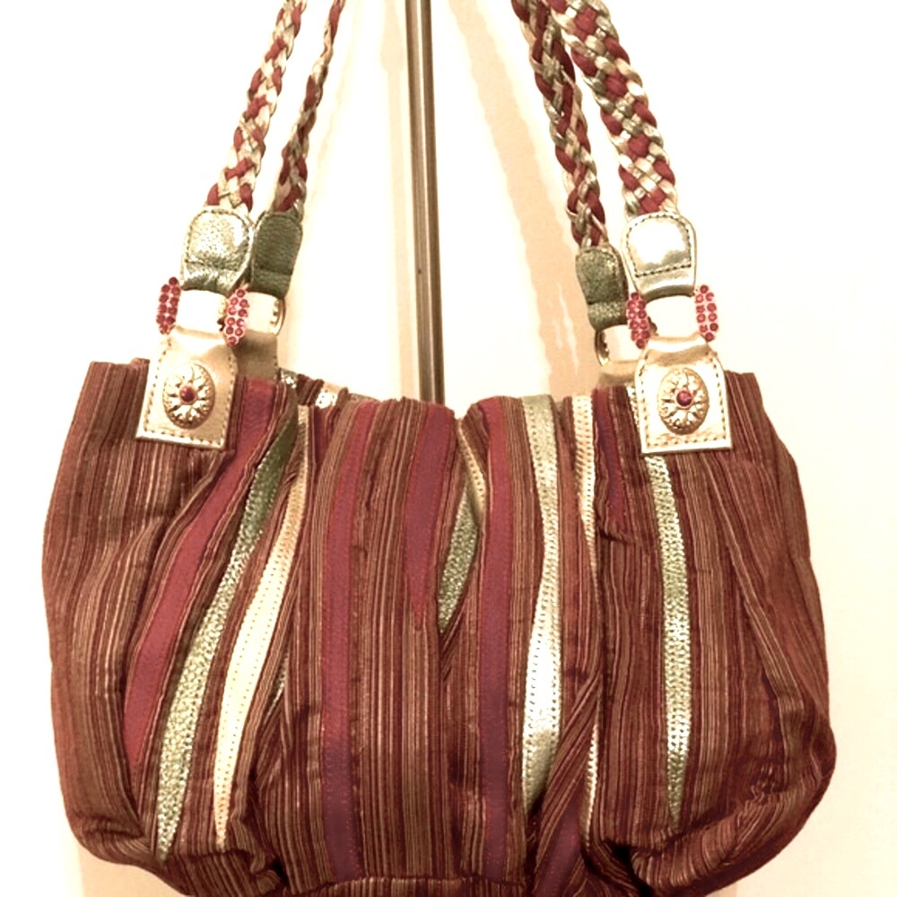 Falchi Handbag / Multi color Metalic Stripe Bag